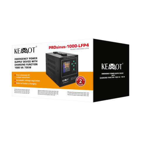 Zasilacz Awaryjny Przetwornica KEMOT PROsinus1000-LFP4 12V 230V 1000VA/700W