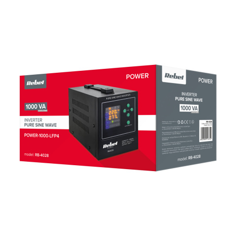 Zasilacz Awaryjny Przetwornica Rebel POWER-1000-LFP4 12V 230V 1000VA/700W