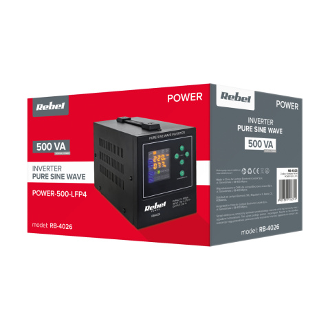 Zasilacz Awaryjny Przetwornica Rebel POWER-500-LFP4 12V 230V 500VA/300W Zasilacz Awaryjny Przetwornica Rebel POWER-500-LFP4 12V 230V 500VA/300W