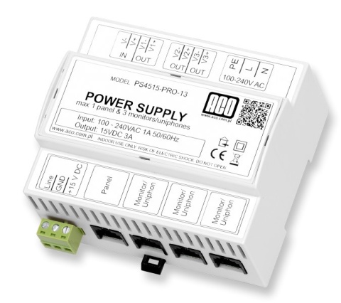 ACO PS45-15-PRO-13 Zasilacz video DIN 15V, 3A ACO PS45-15-PRO-13 Zasilacz video DIN 15V, 3A