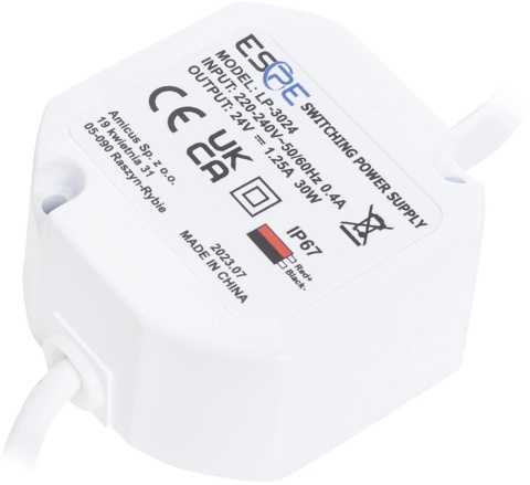 ZASILACZ IMPULSOWY DOPUSZKOWY HERMETYCZNY ESPE LP-3024 24V/30W/1.25A ZASILACZ IMPULSOWY DOPUSZKOWY HERMETYCZNY ESPE LP-3024 24V/30W/1.25A
