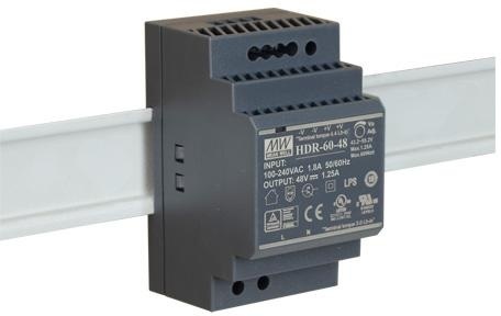 ZASILACZ IMPULSOWY NA SZYNĘ DIN MEAN WELL HDR-60-48 48V/60W/1.25A ZASILACZ IMPULSOWY NA SZYNĘ DIN MEAN WELL HDR-60-48 48V/60W/1.25A