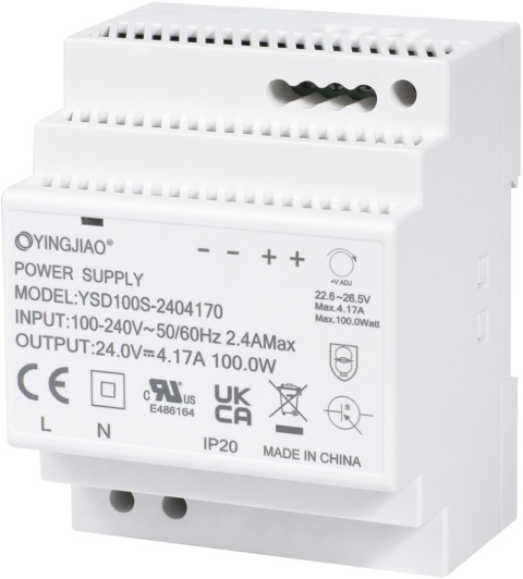 ZASILACZ IMPULSOWY NA SZYNĘ DIN YINGJIAO YSD100S-2403830 24V/92W/3,83A ZASILACZ IMPULSOWY NA SZYNĘ DIN YINGJIAO YSD100S-2403830 24V/92W/3,83A