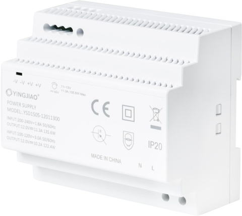 ZASILACZ IMPULSOWY NA SZYNĘ DIN YINGJIAO YSD150S-12011300 12V/136W/11,3A ZASILACZ IMPULSOWY NA SZYNĘ DIN YINGJIAO YSD150S-12011300 12V/136W/11,3A
