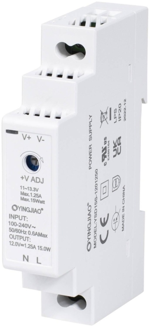 ZASILACZ IMPULSOWY NA SZYNĘ DIN YINGJIAO YSD15S-1201250 12V/15W/1.25A ZASILACZ IMPULSOWY NA SZYNĘ DIN YINGJIAO YSD15S-1201250 12V/15W/1.25A
