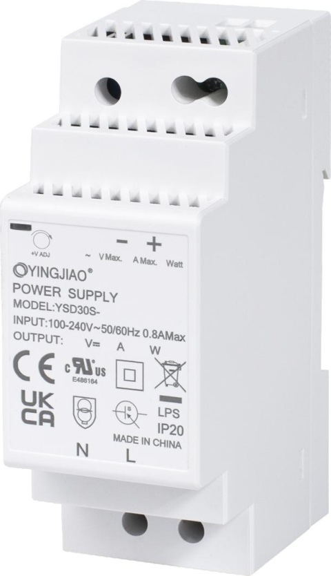 ZASILACZ IMPULSOWY NA SZYNĘ DIN YINGJIAO YSD30S-2401250 24V/30W/1,25A ZASILACZ IMPULSOWY NA SZYNĘ DIN YINGJIAO YSD30S-2401250 24V/30W/1,25A