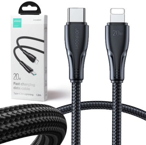 Kabel USB-C / Lightning Joyroom S-CL020A11 120cm 20W w oplocie czarny Kabel USB-C / Lightning Joyroom S-CL020A11 120cm 20W w oplocie czarny
