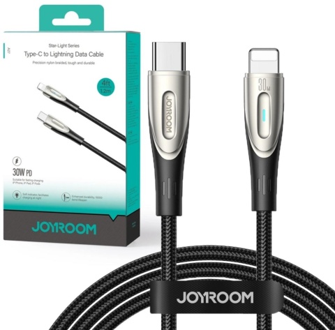 Kabel USB-C / Lightning Joyroom Star-Light Series SA27-CL3 120cm 30W w oplocie czarny Kabel USB-C / Lightning Joyroom Star-Light Series SA27-CL3 120cm 30W w oplocie czarny