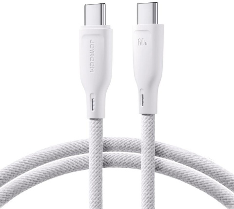 Kabel USB-C / USB-C Joyroom SA34-CC3 100cm 60W 5A PD w oplocie biały Kabel USB-C / USB-C Joyroom SA34-CC3 100cm 60W 5A PD w oplocie biały