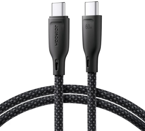 Kabel USB-C / USB-C Joyroom SA34-CC3 100cm 60W 5A PD w oplocie czarny Kabel USB-C / USB-C Joyroom SA34-CC3 100cm 60W 5A PD w oplocie czarny
