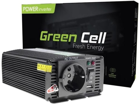 PRZETWORNICA NAPIĘCIA INWERTER Green Cell 12V / 230V 300W/600W MODYFIKOWANA SINUSOIDA INV01DE PRZETWORNICA NAPIĘCIA INWERTER Green Cell 12V / 230V 300W/600W MODYFIKOWANA SINUSOIDA INV01DE