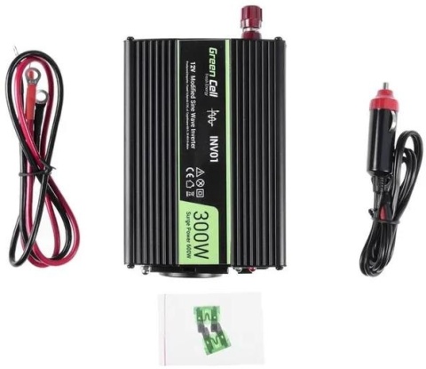 PRZETWORNICA NAPIĘCIA INWERTER Green Cell 12V / 230V 300W/600W MODYFIKOWANA SINUSOIDA INV01DE PRZETWORNICA NAPIĘCIA INWERTER Green Cell 12V / 230V 300W/600W MODYFIKOWANA SINUSOIDA INV01DE