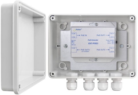 EXTENDER POE PULSAR EXT-POE3H W OBUDOWIE HERMETYCZNEJ DO 3 KAMER IP