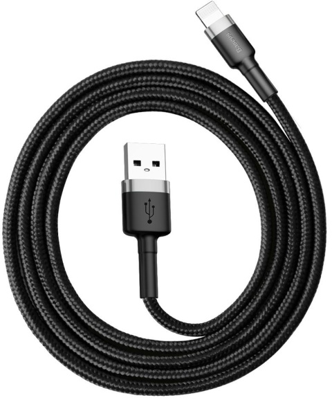 KABEL USB-A / Lightning iPhone Baseus Cafule CALKLF-BG1 100cm Apple 2.4A CZARNO-SZARY W OPLOCIE KABEL USB-A / Lightning iPhone Baseus Cafule CALKLF-BG1 100cm Apple 2.4A CZARNO-SZARY W OPLOCIE