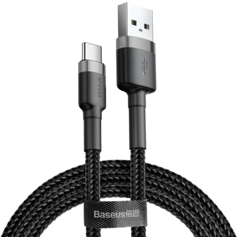 KABEL USB-A / USB-C Baseus Cafule CATKLF-BG1 100cm 3A QC 3.0 CZARNO-SZARY W NYLONOWYM OPLOCIE KABEL USB-A / USB-C Baseus Cafule CATKLF-BG1 100cm 3A QC 3.0 CZARNO-SZARY W NYLONOWYM OPLOCIE