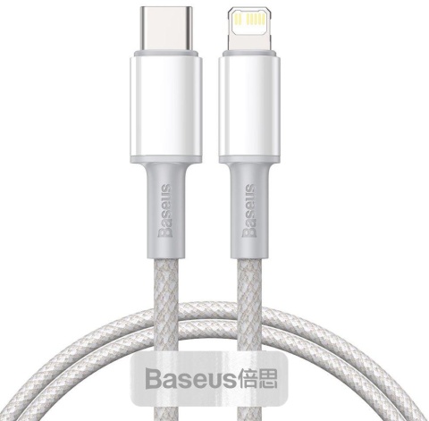 KABEL USB-C / Lightning iPhone Baseus Cafule CATLGD-02 1m 20W PD Quick Charging BIAŁY W OPLOCIE KABEL USB-C / Lightning iPhone Baseus Cafule CATLGD-02 1m 20W PD Quick Charging BIAŁY W OPLOCIE