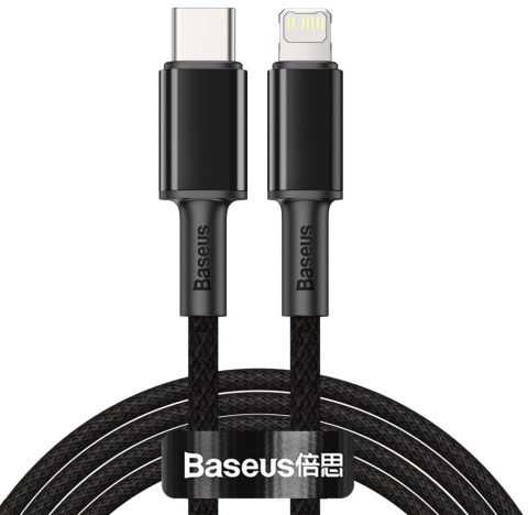 KABEL USB-C / Lightning iPhone Baseus Cafule CATLGD-A01 2m 20W PD Quick Charging CZARNY W OPLOCIE KABEL USB-C / Lightning iPhone Baseus Cafule CATLGD-A01 2m 20W PD Quick Charging CZARNY W OPLOCIE