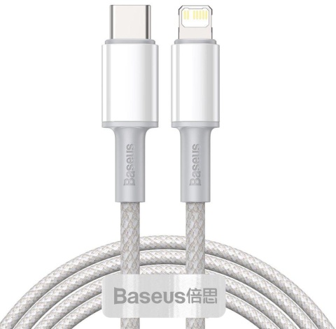 KABEL USB-C / Lightning iPhone Baseus Cafule CATLGD-A02 2m 20W PD Quick Charging BIAŁY W OPLOCIE KABEL USB-C / Lightning iPhone Baseus Cafule CATLGD-A02 2m 20W PD Quick Charging BIAŁY W OPLOCIE