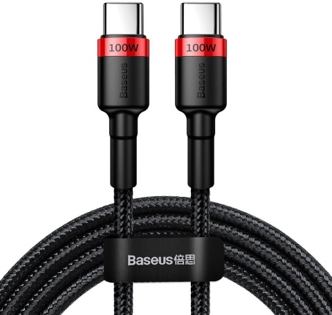 KABEL USB-C / USB-C Baseus Cafule CATKLF-AL91 200cm 100W 5A PD 2.0 QC 3.0 CZARNY W OPLOCIE KABEL USB-C / USB-C Baseus Cafule CATKLF-AL91 200cm 100W 5A PD 2.0 QC 3.0 CZARNY W OPLOCIE