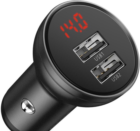 ŁADOWARKA SAMOCHODOWA Baseus Digital Display CCBX-0G 24W 4.8A 2x USB-A CZARNA ŁADOWARKA SAMOCHODOWA Baseus Digital Display CCBX-0G 24W 4.8A 2x USB-A CZARNA