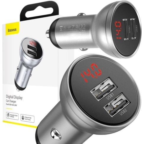 ŁADOWARKA SAMOCHODOWA Baseus Digital Display CCBX-0S 24W 4.8A 2x USB-A SZARA ŁADOWARKA SAMOCHODOWA Baseus Digital Display CCBX-0S 24W 4.8A 2x USB-A SZARA