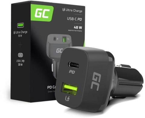 ŁADOWARKA SAMOCHODOWA Green Cell 48W 1x USB-C 1x USB-A Power Delivery 30W Quick Charge 3.0 CAD33 ŁADOWARKA SAMOCHODOWA Green Cell 48W 1x USB-C 1x USB-A Power Delivery 30W Quick Charge 3.0 CAD33