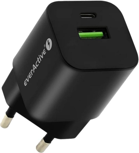 ŁADOWARKA SIECIOWA everActive GaN SC-390QB 30W 1xUSB-C 1xUSB-A PD PPS ŁADOWARKA SIECIOWA everActive GaN SC-390QB 30W 1xUSB-C 1xUSB-A PD PPS
