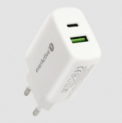 ŁADOWARKA SIECIOWA everActive SC-370Q 25W 1xUSB-C 1xUSB-A PD PPS ŁADOWARKA SIECIOWA everActive SC-370Q 25W 1xUSB-C 1xUSB-A PD PPS