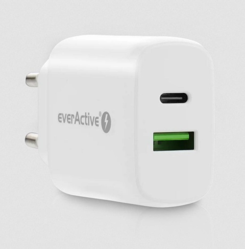 ŁADOWARKA SIECIOWA everActive SC-370Q 25W 1xUSB-C 1xUSB-A PD PPS ŁADOWARKA SIECIOWA everActive SC-370Q 25W 1xUSB-C 1xUSB-A PD PPS
