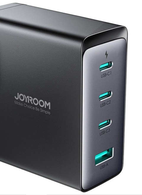 Ładowarka sieciowa Joyroom GaN Ultra JR-TCG05EU 140W PD 3.0 QC 3.0 3x USB-C 1x USB-A czarna + kabel Ładowarka sieciowa Joyroom GaN Ultra JR-TCG05EU 140W PD 3.0 QC 3.0 3x USB-C 1x USB-A czarna + kabel