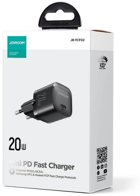 Mini ładowarka sieciowa Joyroom JR-TCF02 20W PD 3.0 QC 3.0 1x USB-C czarna Mini ładowarka sieciowa Joyroom JR-TCF02 20W PD 3.0 QC 3.0 1x USB-C czarna