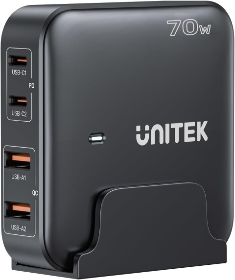 Unitek Ładowarka biurkowa GaN 70W 2xUSB-A 2xUSB-C Unitek Ładowarka biurkowa GaN 70W 2xUSB-A 2xUSB-C