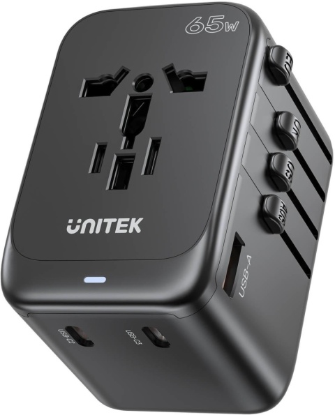 Unitek P1122ABK01 Ładowarka podróżna EU/US/UK/AUS PD 65 W Unitek P1122ABK01 Ładowarka podróżna EU/US/UK/AUS PD 65 W