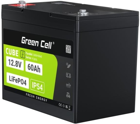 AKUMULATOR LITOWO-ŻELAZOWO-FOSFORANOWY LiFePO4 Green Cell Cube 12.8V 60Ah LFPGC12V60AH