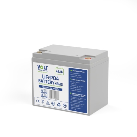 AKUMULATOR VOLT POLSKA LITOWO-ŻELAZOWO-FOSFORANOWY LiFePO4 12V 45Ah 40A AKUMULATOR VOLT POLSKA LITOWO-ŻELAZOWO-FOSFORANOWY LiFePO4 12V 45Ah 40A