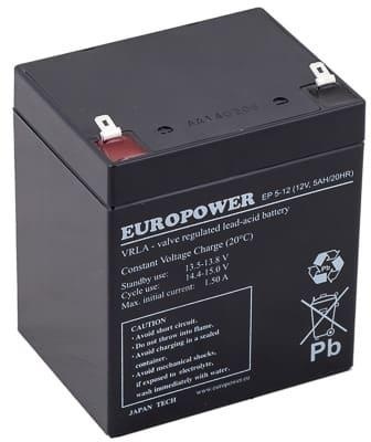 Akumulator AGM EUROPOWER serii EP 12V 5Ah T1 (Żywotność 6-9 lat) Akumulator AGM EUROPOWER serii EP 12V 5Ah T1 (Żywotność 6-9 lat)