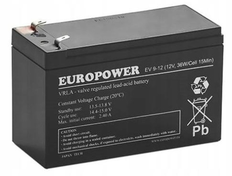Akumulator AGM EUROPOWER serii EV 12V 8Ah/C10 (Żywotność 6-9 lat) T1 Akumulator AGM EUROPOWER serii EV 12V 8Ah/C10 (Żywotność 6-9 lat) T1