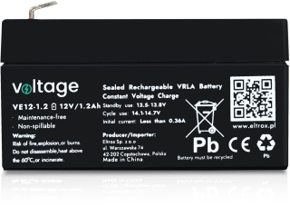 Akumulator AGM Voltage 12V 1,2Ah VE12-1.2 (Żywotność 6-9 lat)