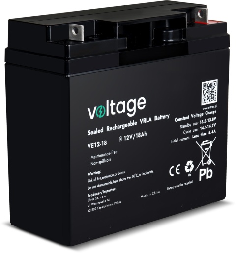 Akumulator AGM Voltage 12V 18Ah VE12-18 (Żywotność 6-9 lat) Akumulator AGM Voltage 12V 18Ah VE12-18 (Żywotność 6-9 lat)