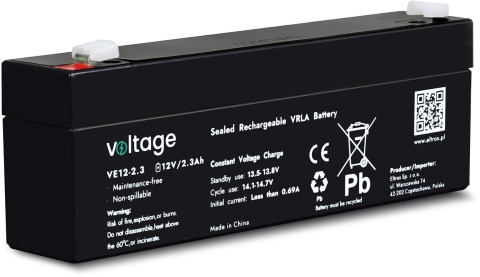 Akumulator AGM Voltage 12V 2,3Ah VE12-2.3 (Żywotność 6-9 lat) Akumulator AGM Voltage 12V 2,3Ah VE12-2.3 (Żywotność 6-9 lat)