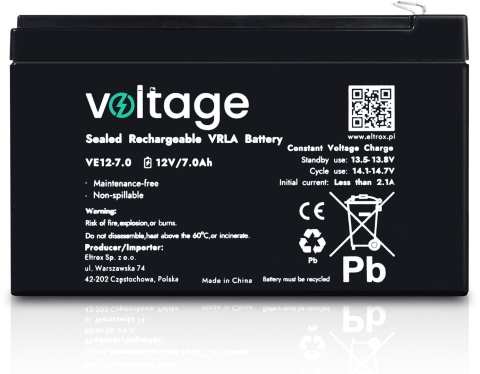 Akumulator AGM Voltage 12V 7Ah VE12-7.0 (Żywotność 6-9 lat) Akumulator AGM Voltage 12V 7Ah VE12-7.0 (Żywotność 6-9 lat)