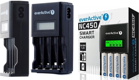 Ładowarka procesorowa do akumulatorków AA/AAA everActive NC-450 LCD Ładowarka procesorowa do akumulatorków AA/AAA everActive NC-450 LCD