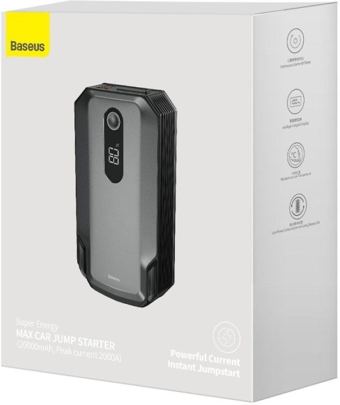 POWERBANK BOOSTER Baseus Max Car Jump Starter CGNL020001 20000mAh 12V 2000A + KABLE KROKODYLKI POWERBANK BOOSTER Baseus Max Car Jump Starter CGNL020001 20000mAh 12V 2000A + KABLE KROKODYLKI