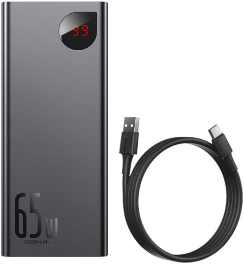 Powerbank Baseus Adaman Digital Display PPIMDA-D01 20000mAh 65W PD QC 3.0 2x USB-A 1x USB-C + KABEL Powerbank Baseus Adaman Digital Display PPIMDA-D01 20000mAh 65W PD QC 3.0 2x USB-A 1x USB-C + KABEL