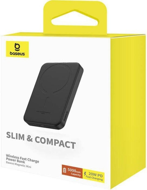 Powerbank Baseus Magnetic Mini P10022107113-00 5000mAh 20W PD INDUKCYJNE Qi USB-C KABEL USB-C Powerbank Baseus Magnetic Mini P10022107113-00 5000mAh 20W PD INDUKCYJNE Qi USB-C KABEL USB-C