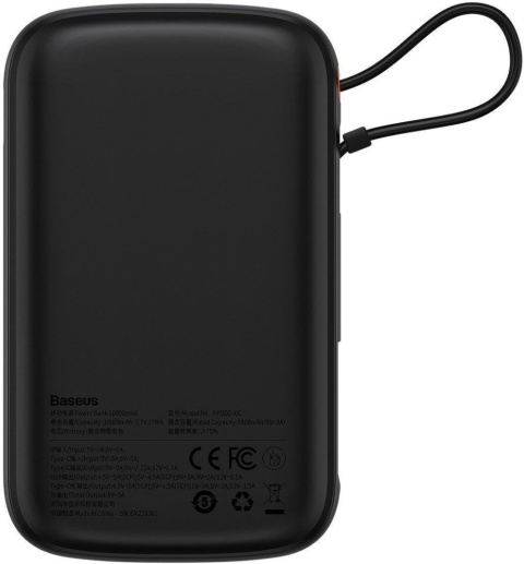 Powerbank Baseus Qpow Digital Display PPQD060101 10000mAh 22,5W PD QC 3.0 1x USB-A 2x USB-C + KABEL Powerbank Baseus Qpow Digital Display PPQD060101 10000mAh 22,5W PD QC 3.0 1x USB-A 2x USB-C + KABEL