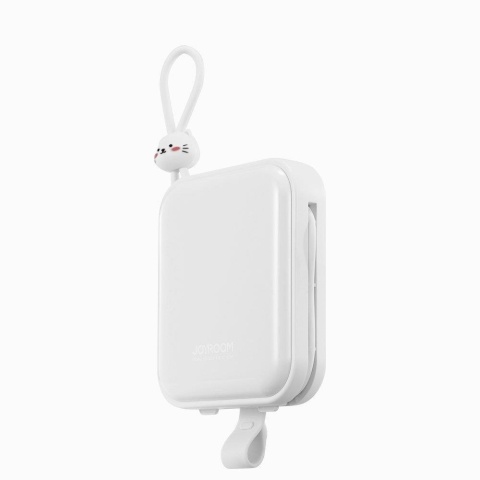 Powerbank Joyroom Cutie Series JR-L008 10000mAh 22.5W PD QC z kablami 1x USB-A 1x USB-C biały Powerbank Joyroom Cutie Series JR-L008 10000mAh 22.5W PD QC z kablami 1x USB-A 1x USB-C biały