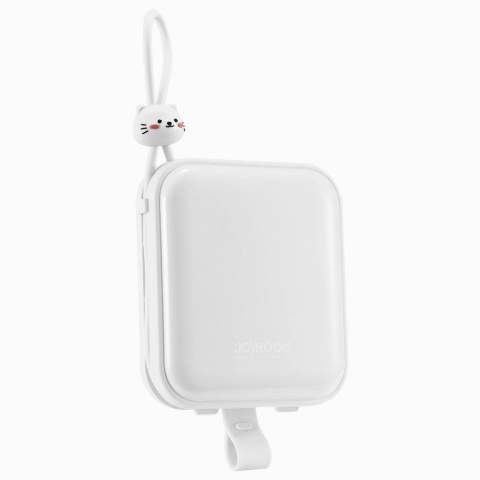 Powerbank Joyroom Cutie Series JR-L008 10000mAh 22.5W PD QC z kablami 1x USB-A 1x USB-C biały Powerbank Joyroom Cutie Series JR-L008 10000mAh 22.5W PD QC z kablami 1x USB-A 1x USB-C biały