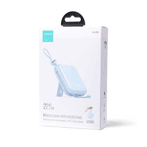 Powerbank Joyroom Cutie Series JR-L008 10000mAh 22.5W PD QC z kablami 1x USB-A 1x USB-C niebieski Powerbank Joyroom Cutie Series JR-L008 10000mAh 22.5W PD QC z kablami 1x USB-A 1x USB-C niebieski