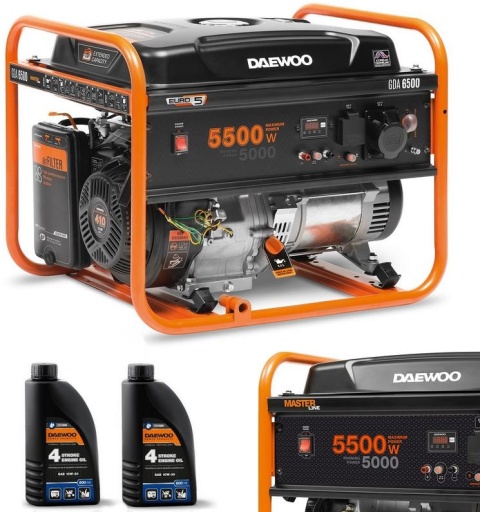 ZESTAW AGREGAT PRĄDOTWÓRCZY DAEWOO GDA 6500 5.5kW + 2x GENERATOR OIL SAE 10W-30 DWO 600 ZESTAW AGREGAT PRĄDOTWÓRCZY DAEWOO GDA 6500 5.5kW + 2x GENERATOR OIL SAE 10W-30 DWO 600
